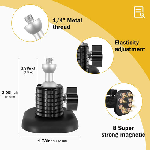 Powerful Magnetic Secured Camera Mount with 1/4" Thread for WYZE Cam 3, Blink XT2/3, Ideal for Garage Security