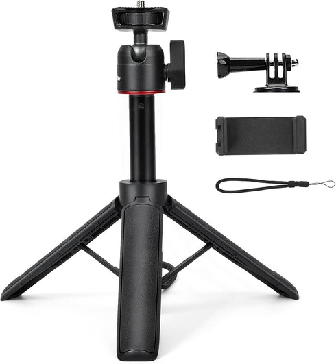 YOPUTBO Extendable Mini Tripod,8-23.6inch Height Adjustable 360 Rotation Ball Head Handheld Vlog Small