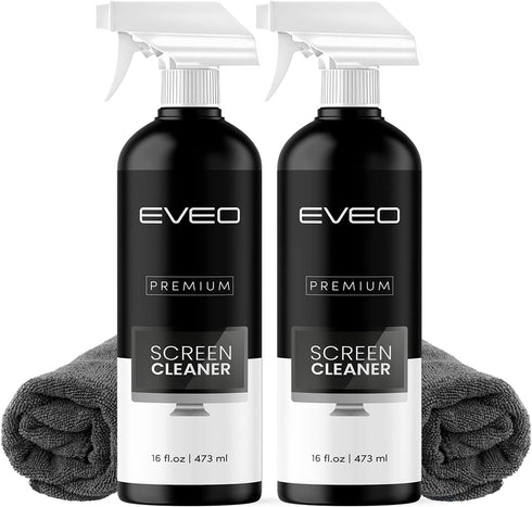 Screen Cleaner Spray (16oz x 2 Pack) - Large Bottle for TV, Computer, Laptop, Phone, iPad - Microfiber Cloth Included
