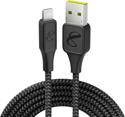 Black InstantConnect USB-A to Lightning Charging Cable for iPhone and iPad - Durable and Fast Charging.