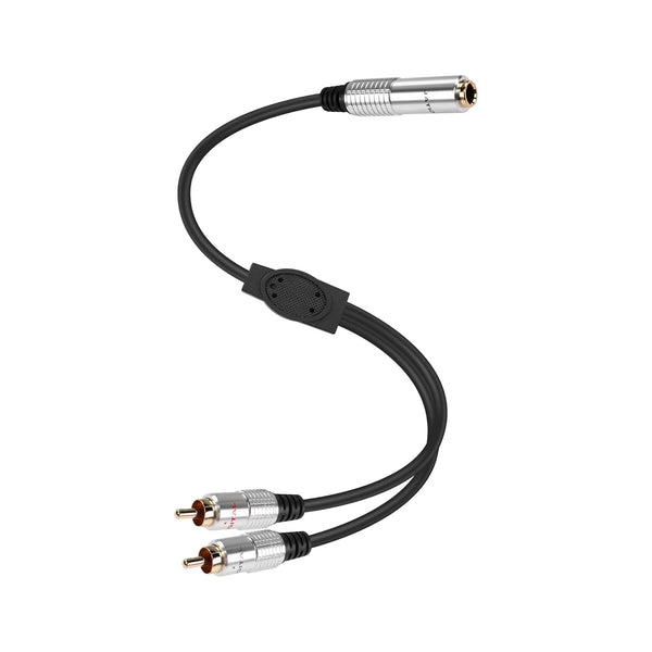 PNGKNYOCN 6.35mm to 2RCA Audio Cable, 1/4" TRS Female Stereo Jack to Dual RCA Male Plug Y Splitter Adapter Cable for