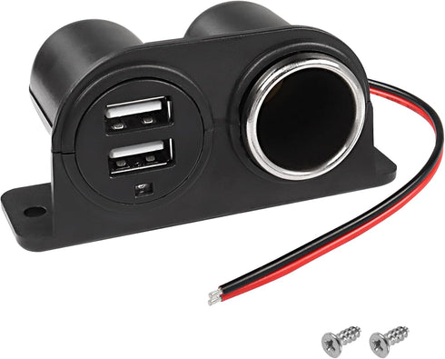 MEIRIYFA Dual USB Cigarette Lighter Socket Power Outlet Car Charger, 3.1A Dual USB + Cigarette Lighter Adapter