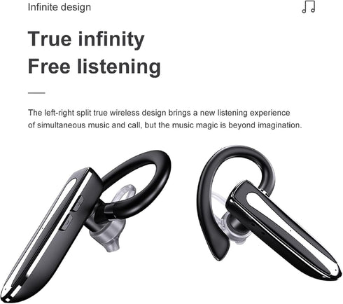 Truck Driver Bluetooth Headset, Wireless Earbuds with Earhooks, IPX7 Waterproof, Dual Microphone Earpiece, In Ear Hands