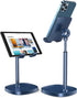 LISEN Cell Phone Stand, Adjustable Stable Holder for Desk, Sturdy Aluminum Metal (Blue)