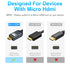 Twozoh 4K 1FT, 3D 4K/60Hz 1080p Micro HDMI to HDMI Cable Short High-Speed Full HDMI to Micro HDMI Braided Cord Support