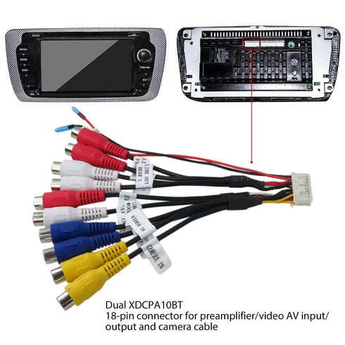 Dual XDCPA10BT Cord Assembly Harness, 18 Pin Connector Video AV Input Output Multicolored