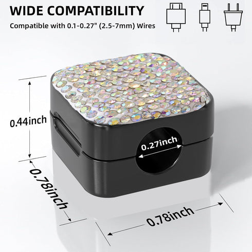 Sparkly Diamond Cord Organizer Holder, 6 Pack Magnetic Desk Cable Clips, Strong Adhesive Wire Charger Holder