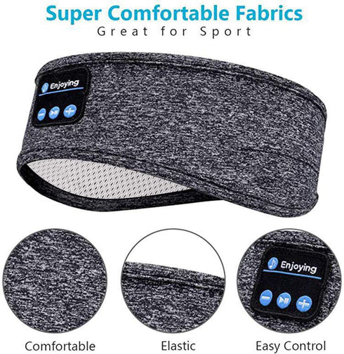 Wireless Bluetooth Sports Headband Headphones, Ultra-Thin HD Stereo for Sleeping, Workout, and Travel (Gray)