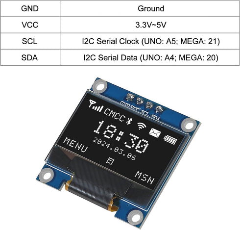 AITRIP 5PCS 0.96 Inch I2C 12864 128x64 SSD1306 OLED IIC Display Module Pixel Mini Self-Luminous OLED Screen Board