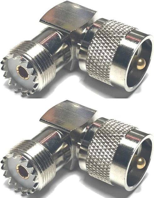 CESS UHF Right Angle Adapter, L Shape 90 Degree RF Coax Connector for CB Radio, 2 Pack