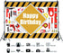Construction Tools Theme Happy Birthday Backdrop, 7x5ft Vinyl for Boys Birthday Party Decor, Yellow and Black Stripes
