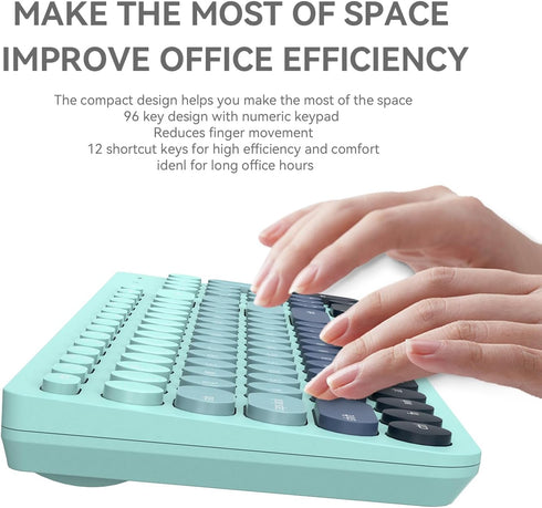 Wireless Keyboard and Mouse Combo - 2.4GHz USB Cordless Round Keys Set for Laptop, Computer, TV (Indigo Blue)
