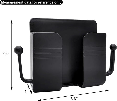 Self-Adhesive Wall Mount Phone Holder with Hooks Phone Stand Charging Holder for Smartphones Cellphone Bracket Phone Holder for Wall Home Office RV for iPhone and Android (Black)