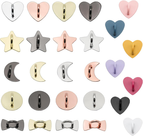 YUYUDEHM 12 Pcs Phone Charm Hook, Cell Phone Finger Ring, Star Phone Holder, Adhesive Metal Phone Finger Grip Loop