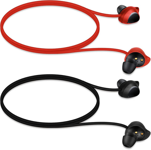 kwmobile Straps Compatible with Samsung Galaxy Buds/Buds Plus - 2X Silicone Holder for Wireless Earphones in Black/Red