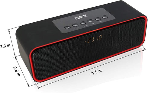 Portable Bluetooth Speaker with 10W Acoustic Driver, LED Display, FM Radio, Alarm Clock, Handsfree Speakerphone, for