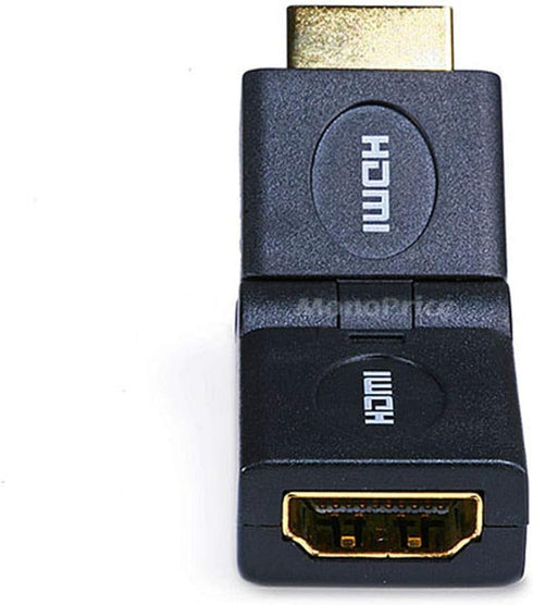 Monoprice HDMI Port Saver Adapter - Male to Female, Swiveling, Gold Plated, 3 Inches, Up to 90 Degrees Adjustment, Black