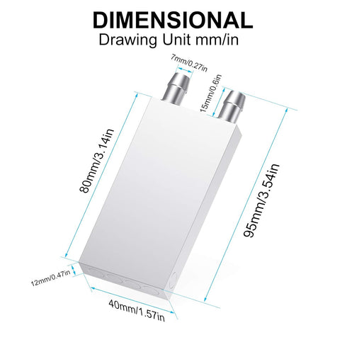 Aluminum Water Cooling Block, Liquid Water Cooler Heat Sink System for PC Computer CPU Graphics Radiator
