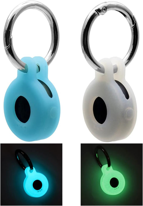 Tile Sticker Case (2022) 2-Pack, Glow in Dark Small Bluetooth Tracker Cover for Key Remote Finder, Glow Green+Blue