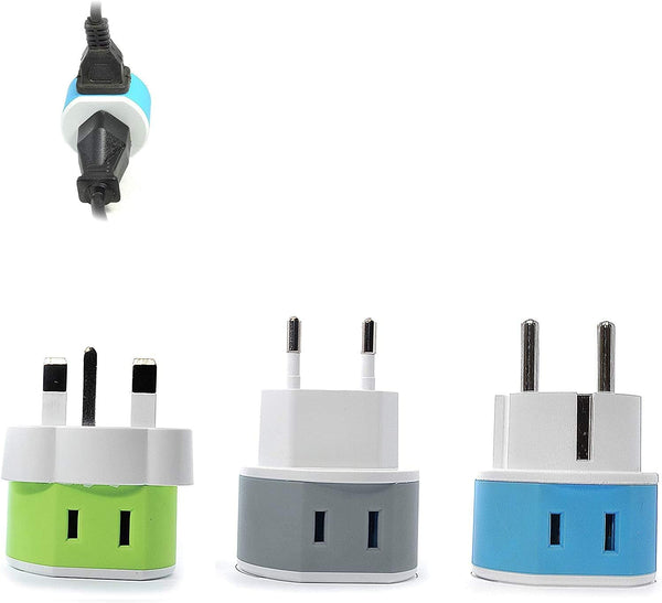 OREI Full European Travel Adapter Set - 3 Pack, Dual Input American to Europe, Germany, England, Spain, Italy, Iceland,
