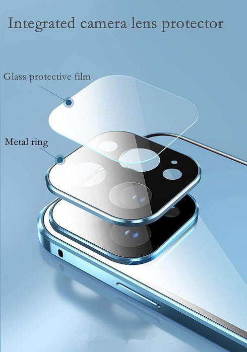 Anti-spy Screen iPhone 13 Pro Max Case, Metal Frame Lock + Magnetic Adsorption Anti-Peeping 360 Full Body Glass Case