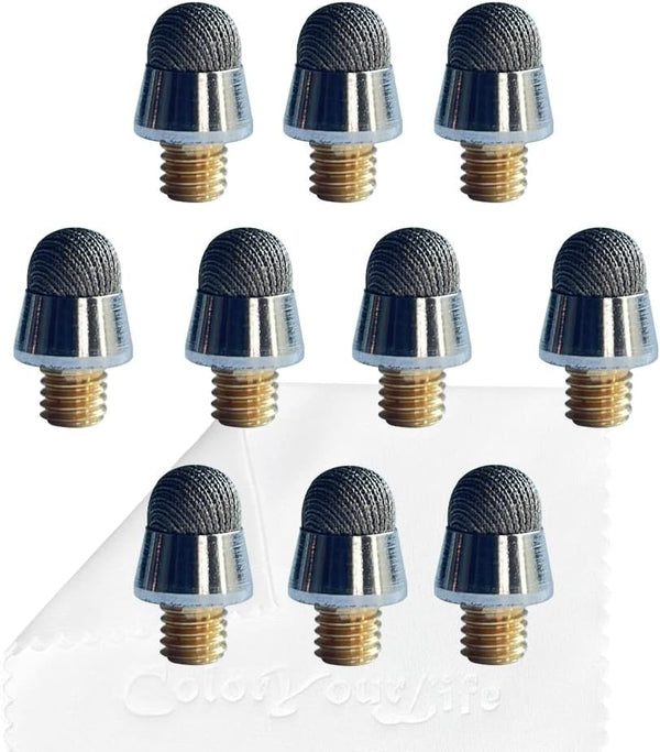 10-Pack Replacement Micro-Knit Mesh Tips for ColorYourLife Stylus Pens, Finer Tips for Stylus (Metallic)