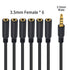 Poyiccot 3.5mm Headphone Splitter, 1 to 6 Ways 3.5mm TRRS Male to 6 Female Cord for Earphone, Laptop, Phone