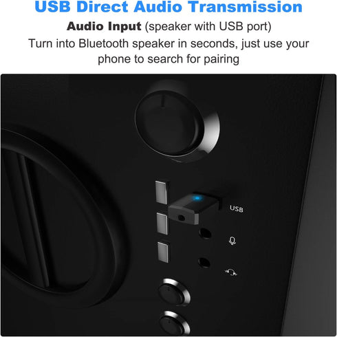Isobel 4-in-1 Mini Wireless Audio Adapter, USB Bluetooth 5.0 Transmitter Receiver, 3.5mm AUX for TV, PC, Speakers,