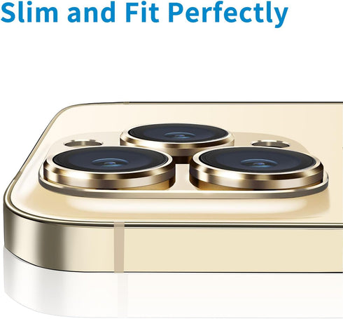 Gold Camera Lens Protector for iPhone 13 Pro & Pro Max - Anti-Scratch Tempered Glass, Shockproof Full Protection.
