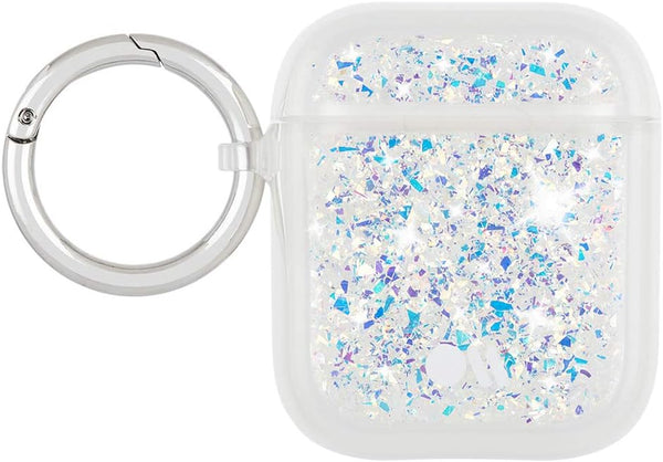 Case-Mate Soft Silicone Protective AirPod Case Cover with Keychain Ring, Compatible with AirPods Series 1 & 2, Twinkle
