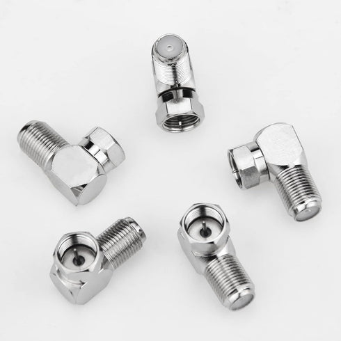 Right Angle Coax Connector, 5 Pack F Type 90 Degree Coaxial Male to Female Cable Connector