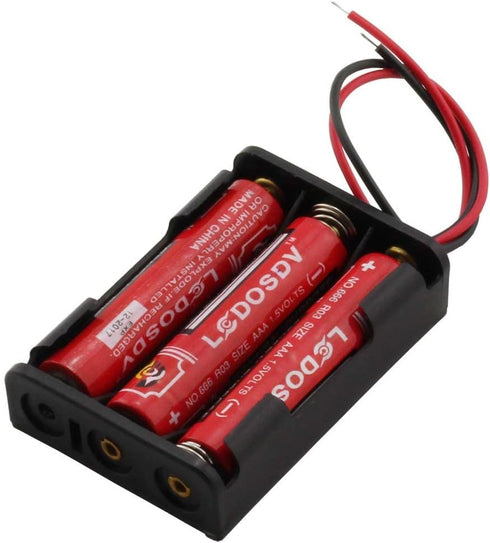 6 Pieces 3 Slots AAA Battery Case Holder, 1.5V Battery Spring Clip Storage Box with 6 inches Wire Leads