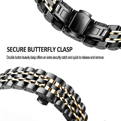 Band for Samsung Gear S3 / Galaxy Watch 46mm / Galaxy Watch 3 45mm, 22mm 7-Rows Stainless Steel Replacement Strap