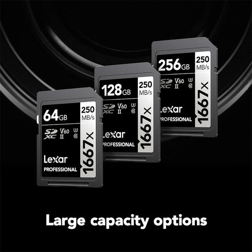Lexar 128GB Professional 1667x SDXC Memory Card - UHS-II, C10, U3, V60, Full-HD & 4K Video
