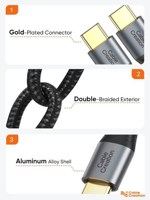 CableCreation Short USB C to USB C Cable 2 Pack, 0.8FT Fast Charging Type C Cable for Galaxy S22 Ultra, MacBook, iPad