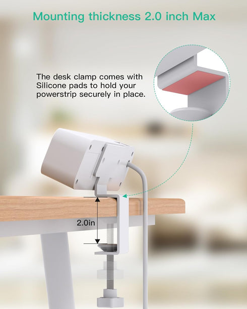 Mifaso PD30W 5Ft 4 4 (2 Desk Clamp Power Strip, Desktop Mount Surge Protector, Fast Charging Station, Extension Cord