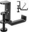 All Aluminum Foldable Headphone Holder for Desk, Universal Headphone Stand, Backpack Hook, Under Desk Clamp Hook (Black)