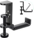 All Aluminum Foldable Headphone Holder for Desk, Universal Headphone Stand, Backpack Hook, Under Desk Clamp Hook (Black)