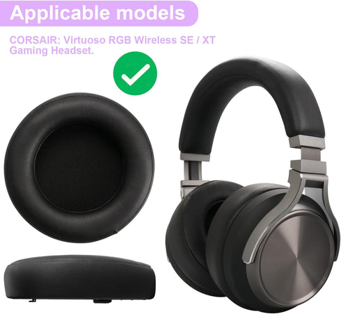 Virtuoso RGB Ear Pads Replacement, Compatible with Corsair Virtuoso RGB Wireless XT SE Gaming Headset, Protein Leather