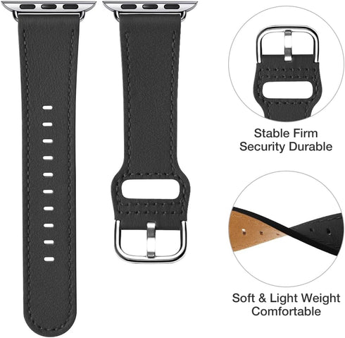 POWER PRIMACY Leather Bands Compatible with Apple Watch, 38mm 40mm 41mm 42mm Series 10, Genuine Leather Strap