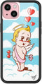 Wildflower Cases Little Angel Case for iPhone 15 Plus - Blue, Angel, Cherub, Red, Clouds, Protective Black Bumper