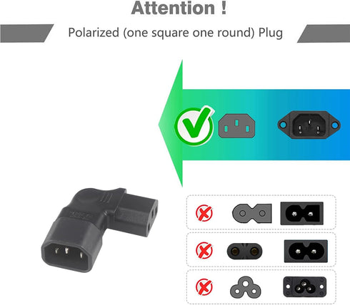 Right Angle C13 to C14 IEC AC Plug Adapter, 2 Pack, 90 Degree Design, PVC, Pure Copper, 250VAC 10A Max