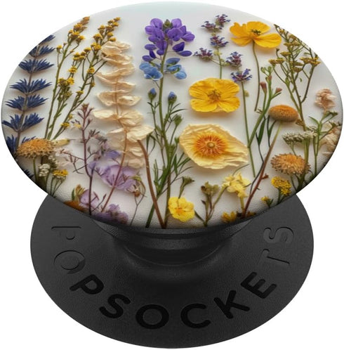 Boho Aesthetic Mixed Flowers Bouquet Pressed Flower PopSockets Standard PopGrip