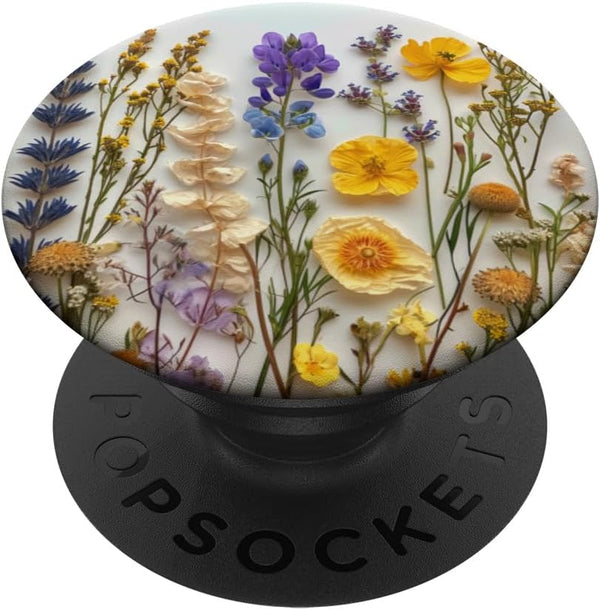 Boho Aesthetic Mixed Flowers Bouquet Pressed Flower PopSockets Standard PopGrip