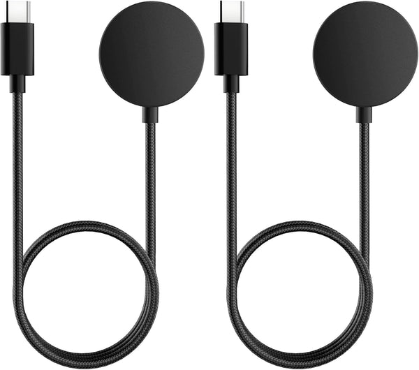 USB C Charger for Samsung Galaxy Watch 6/6 Classic/5/5 Pro/4/4 Classic/3/Active 2, (2 Pack) Upgrade Nylon Charger Cable