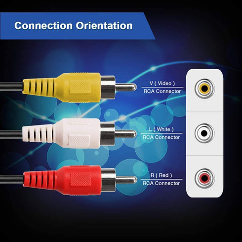 SatelliteSale 3 Male to 3 Male RCA Audio Video AV Composite Cable, Universal Wire PVC Black Cord, 3 feet