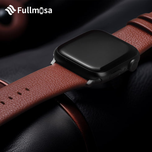 Fullmosa Leather Bands for Apple Watch, Compatible with 49mm 46mm 45mm 44mm 42mm, Brown/Smoky Grey