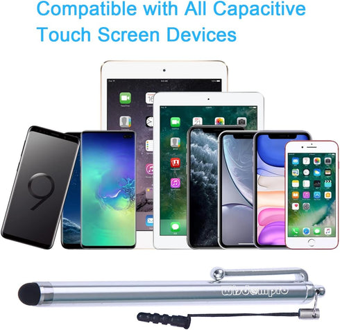 Wisdompro Stylus Pens for Touch Screens, 9 Pack of Universal Rubber Tip Stylus with Lanyard Tether for iPad, Tablet,