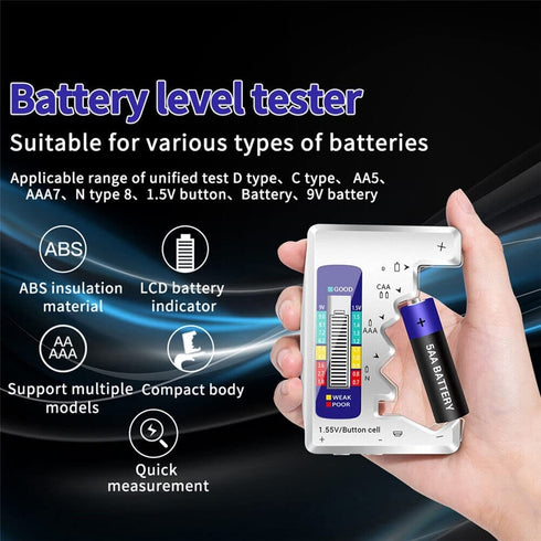 Digital Battery Tester, LCD Display Checker for AA/AAA 9V Button Cell Capacity