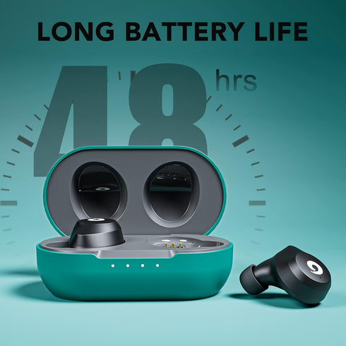 X9 Wireless Earbuds, Bluetooth 5.3 Waterproof Stereo Earphones with Touch Control and Microphone, Deep Bass, Green-Gray